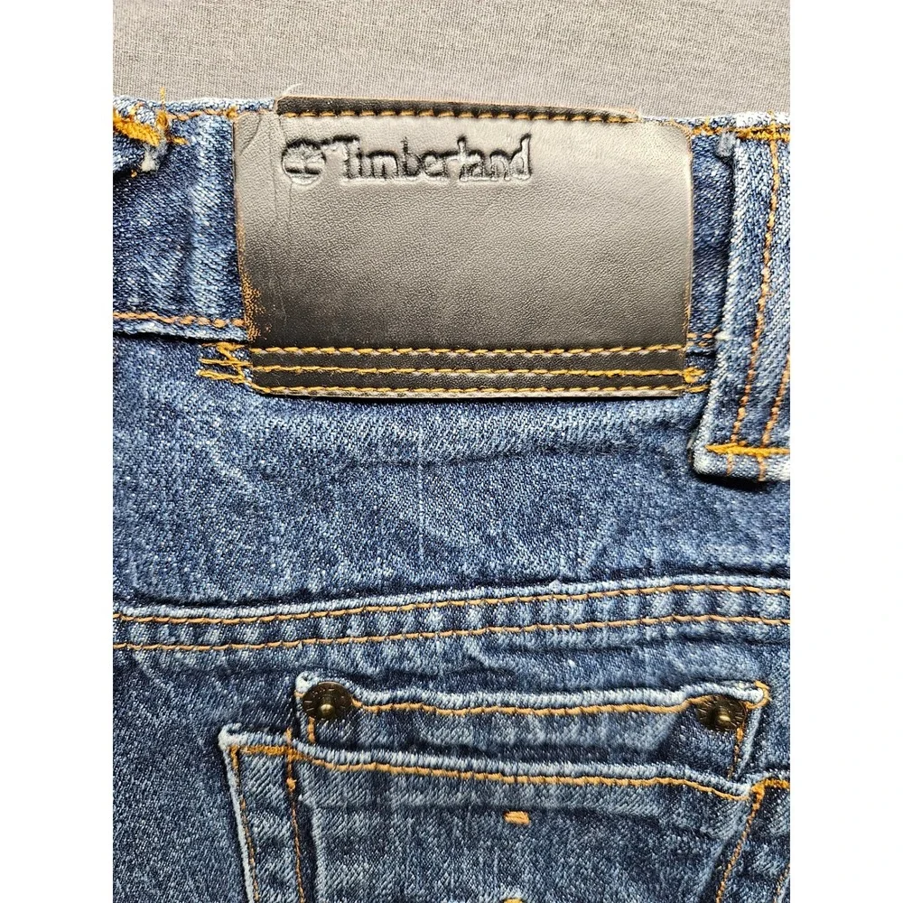 Timberland Boys Denim Shorts Medium Wash Blue Embroidered Logo Size 8